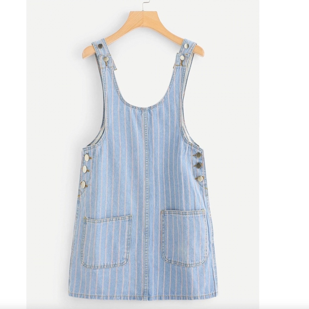 Shein girls striped denim overall dress